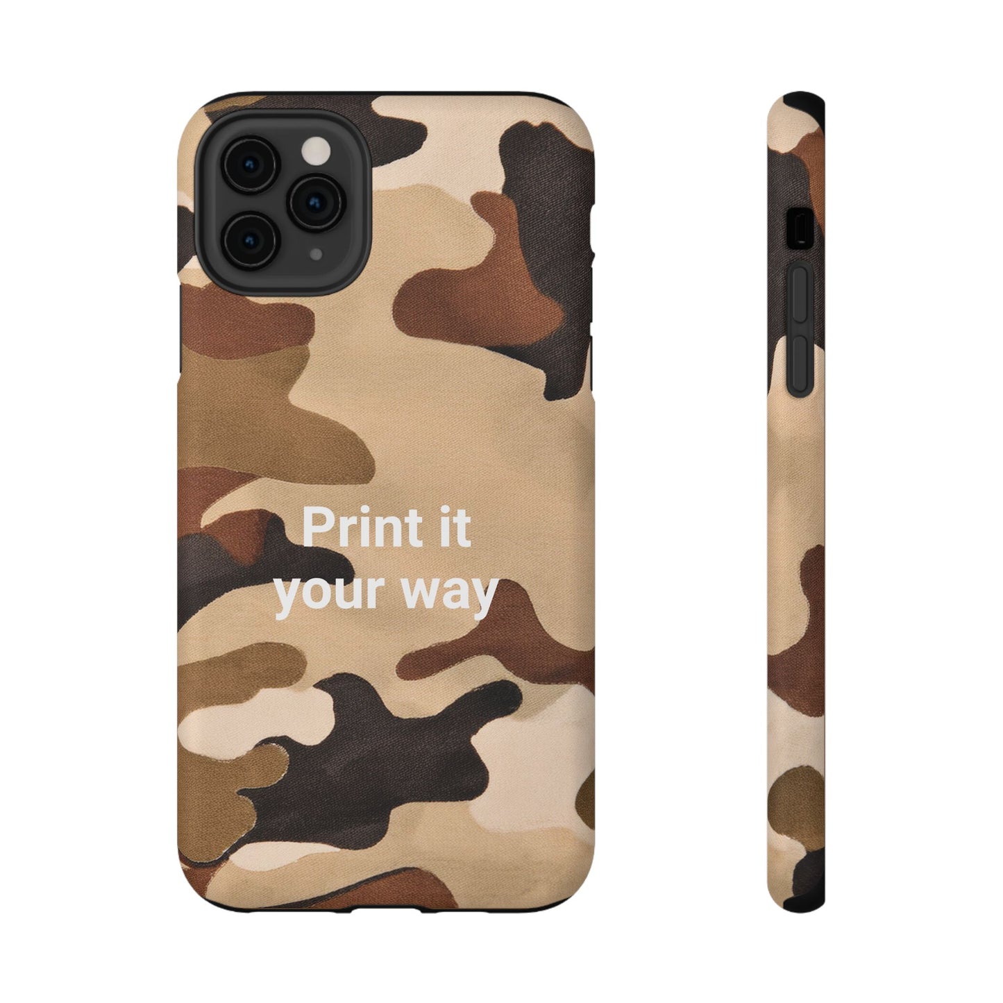 Brown Camouflage Cell Phone Case Design, Impact Resistant, Matt Finish - Customizable iPhone or Samsung Case, Protective Cover, Hard Shell,