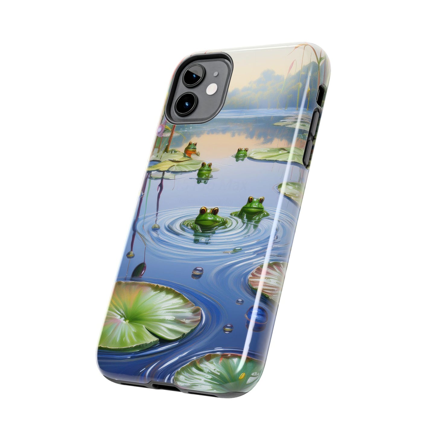 Lily Pads and Frogs Phone Case, Mountain View Raindrops Nature Scene for iPhone or Samsung Galaxy