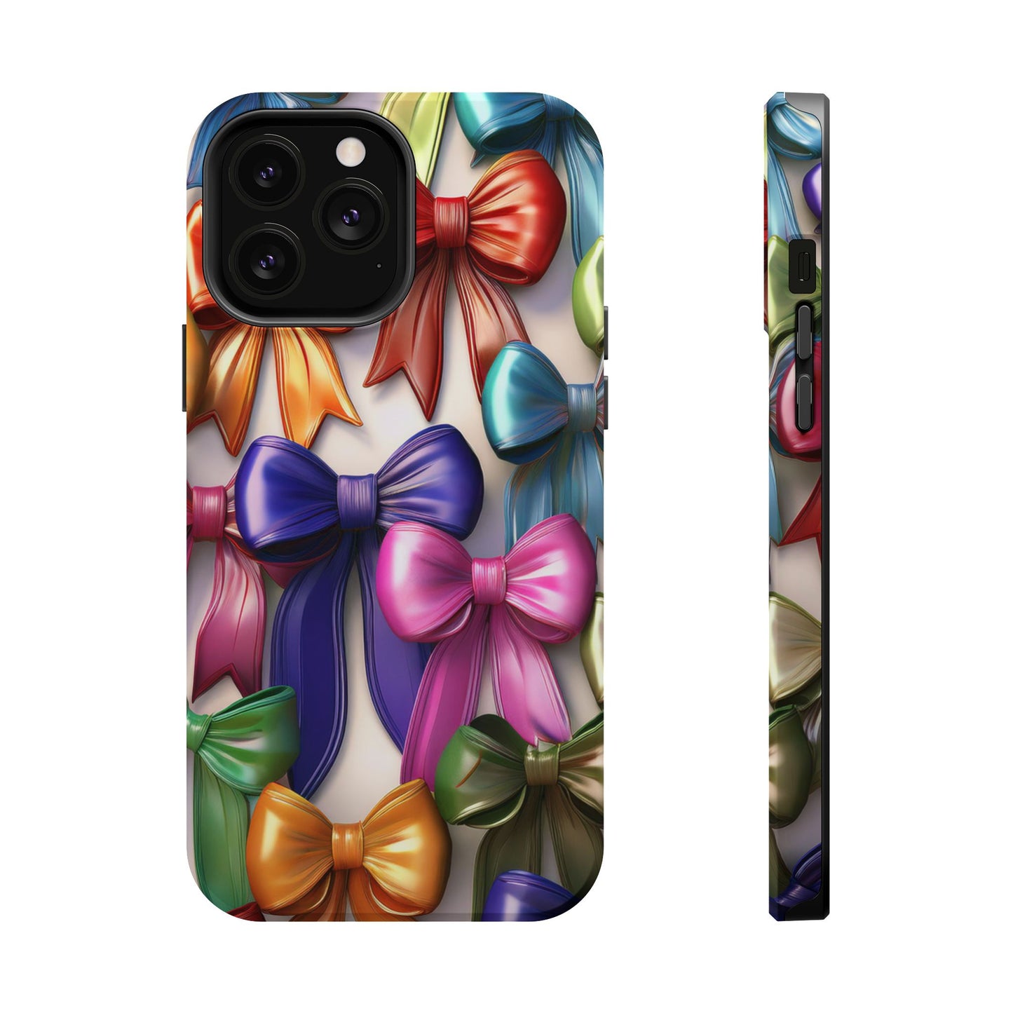 MagSafe Vibrant Bows Phone Case, Top Trending iPhone Phone Case, Multicolor Vibrant Bow Phone Case