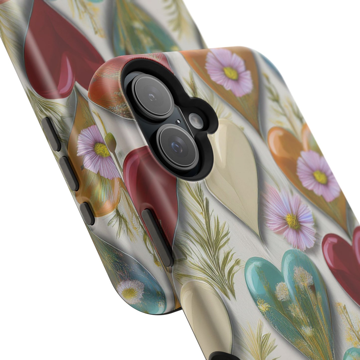 MagSafe Hearts and Flowers Phone Case, Top Trending iPhone Phone Case, Vibrant Phone Case