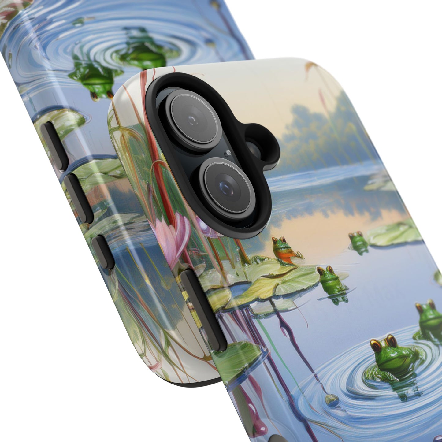 Lily Pads and Frogs Phone Case, Mountain View Raindrops Nature Scene for iPhone or Samsung Galaxy