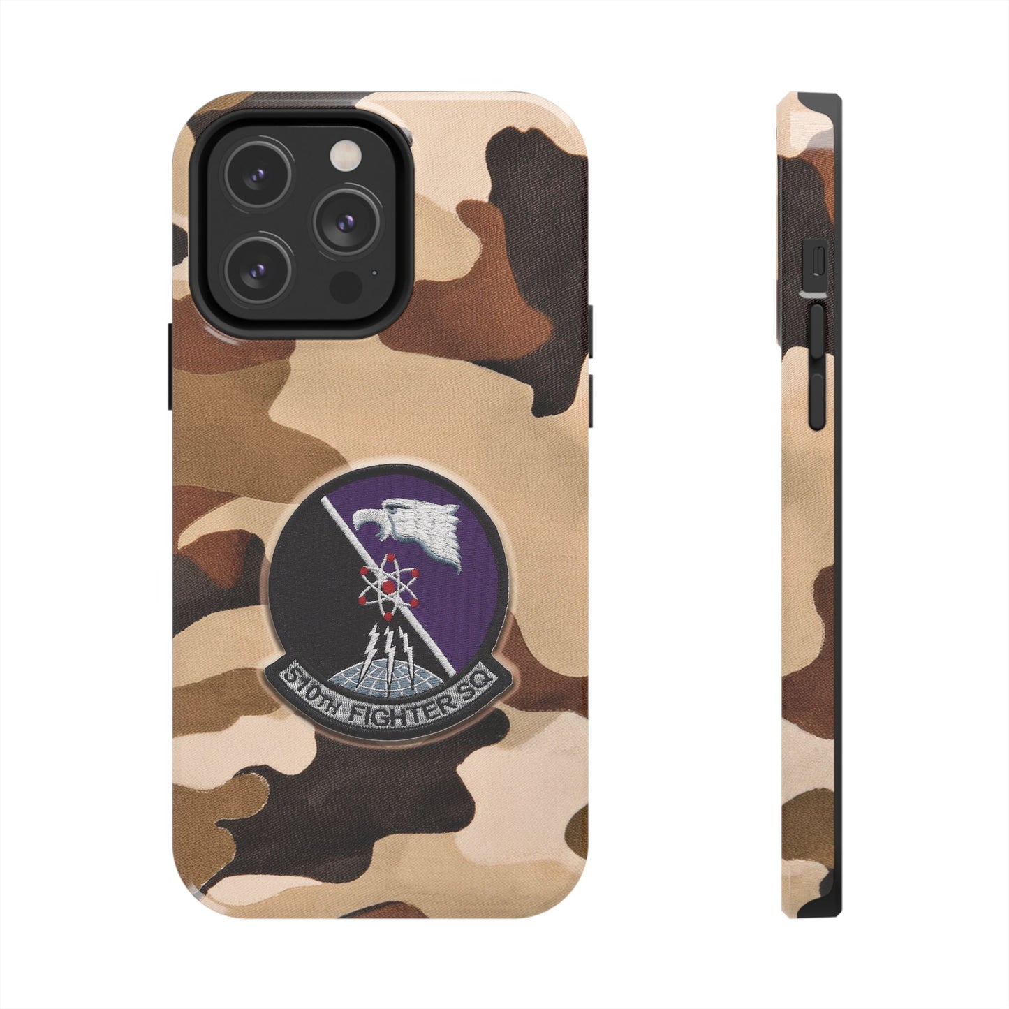 Air Force Squadron 510 iPhone Cell Phone Case, 510th Squadron Patch, Brown Camouflage