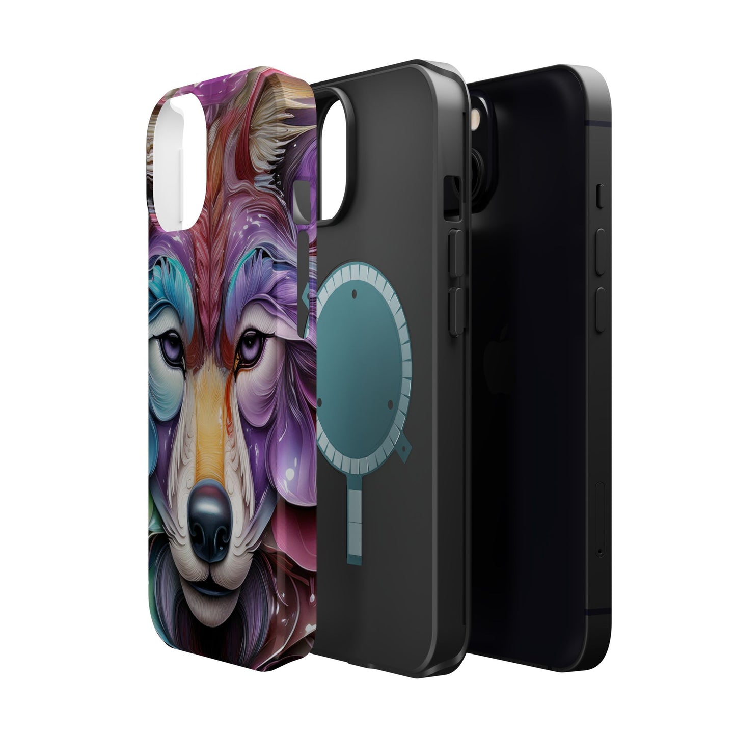 Mag Safe Vibrant Wolf Art - Colorful Wolf Design, Magnetic Phone Case, Trending iPhone Case