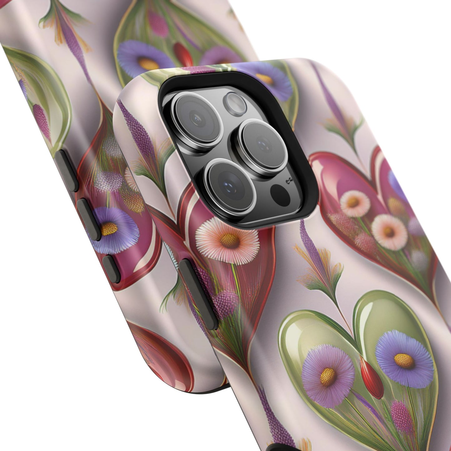 MagSafe Hearts and Flowers Phone Case, Top Trending iPhone Phone Case, Vibrant Phone Case