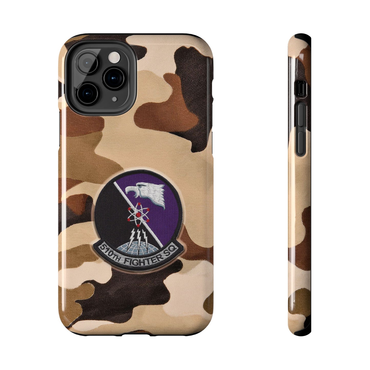 Air Force Squadron 510 iPhone Cell Phone Case, 510th Squadron Patch, Brown Camouflage