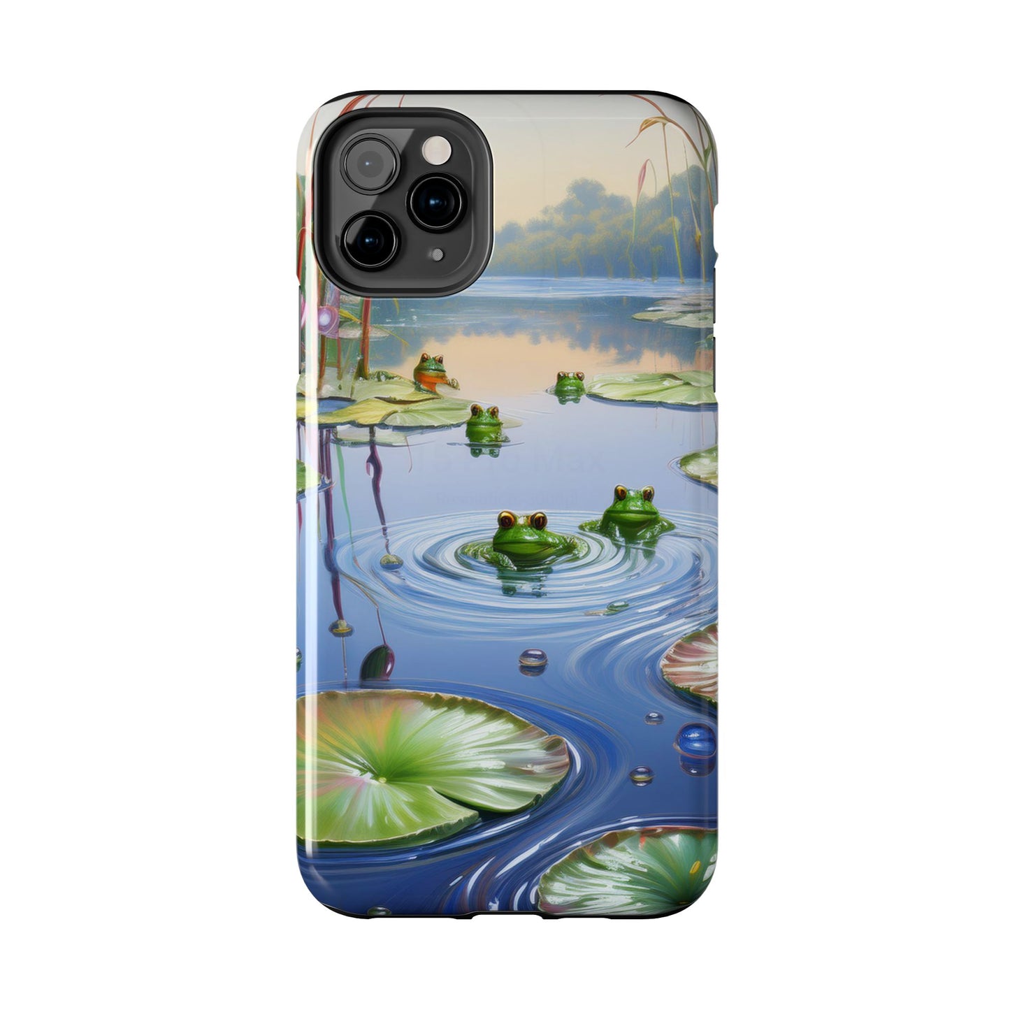 Lily Pads and Frogs Phone Case, Mountain View Raindrops Nature Scene for iPhone or Samsung Galaxy