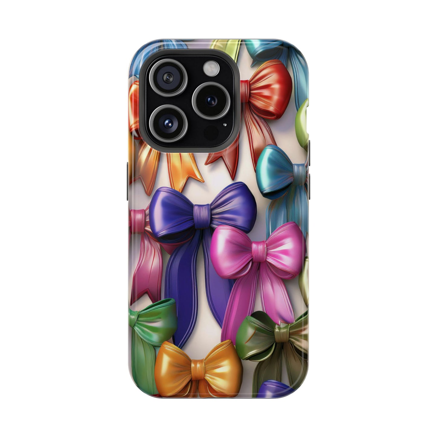 MagSafe Vibrant Bows Phone Case, Top Trending iPhone Phone Case, Multicolor Vibrant Bow Phone Case