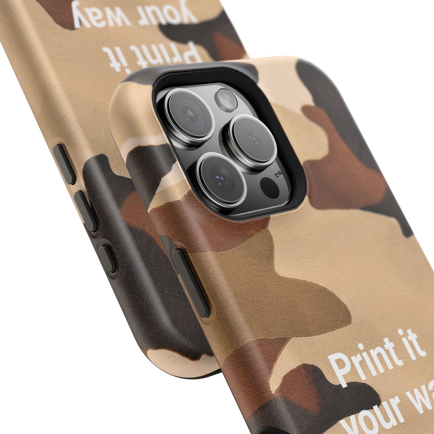 Brown Camouflage Cell Phone Case Design, Impact Resistant, Matt Finish - Customizable iPhone or Samsung Case, Protective Cover, Hard Shell,