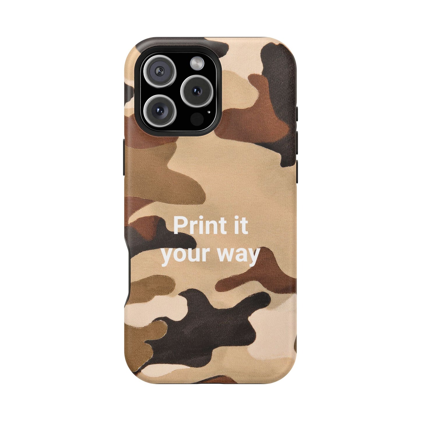 Brown Camouflage Cell Phone Case Design, Impact Resistant, Matt Finish - Customizable iPhone or Samsung Case, Protective Cover, Hard Shell,