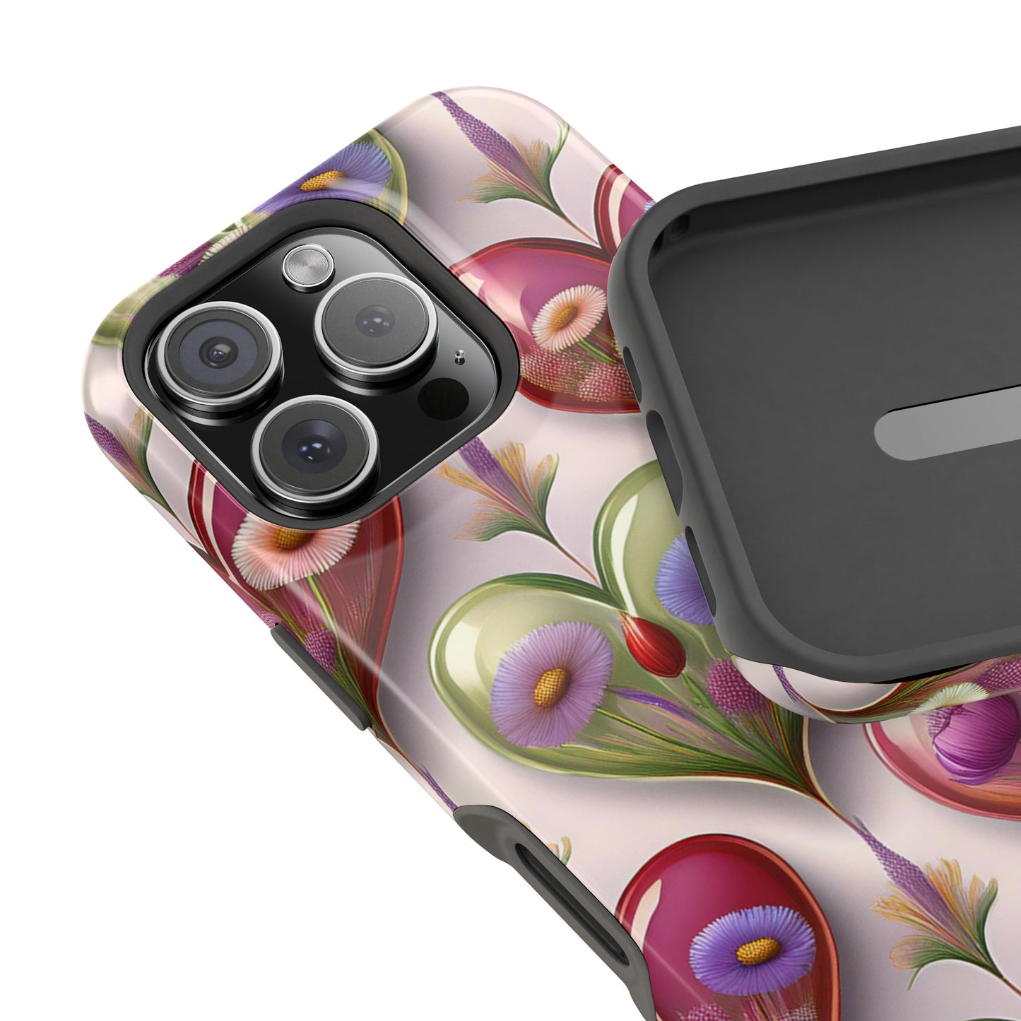 MagSafe Hearts and Flowers Phone Case, Top Trending iPhone Phone Case, Vibrant Phone Case