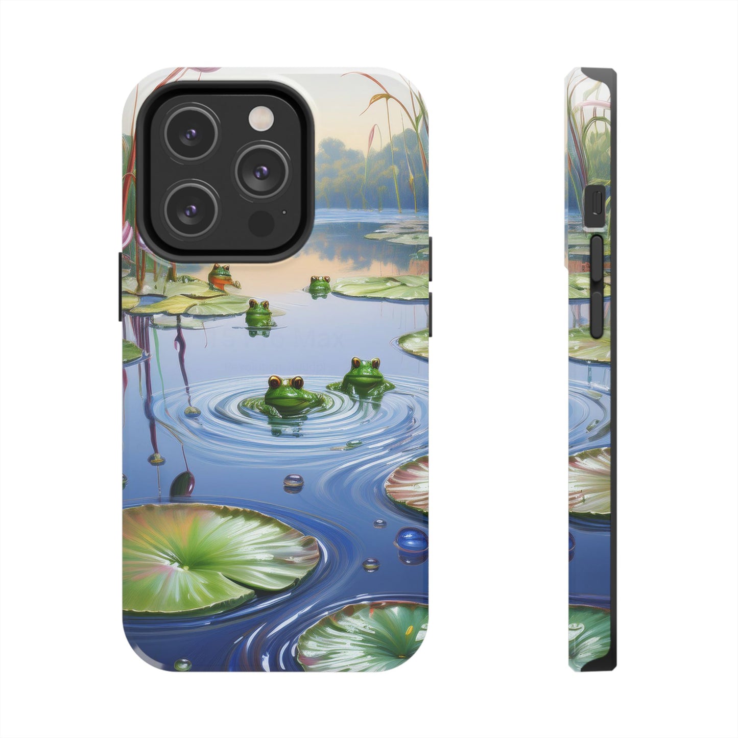 Lily Pads and Frogs Phone Case, Mountain View Raindrops Nature Scene for iPhone or Samsung Galaxy