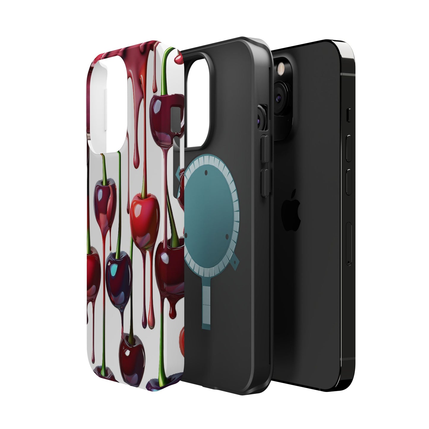 Dripping Cherry Phone Case - Cherry Design, White iPhone Magnetic Phone Case