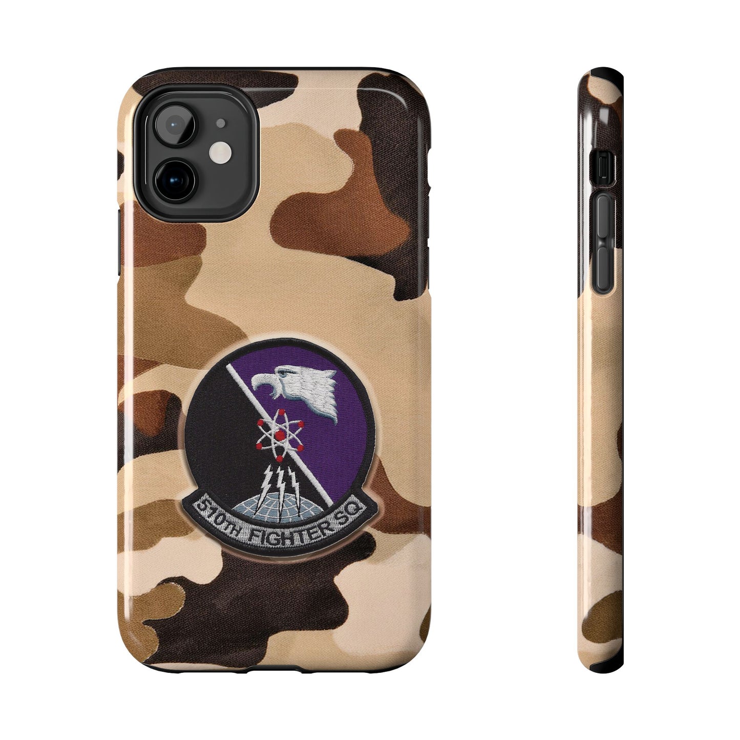 Air Force Squadron 510 iPhone Cell Phone Case, 510th Squadron Patch, Brown Camouflage