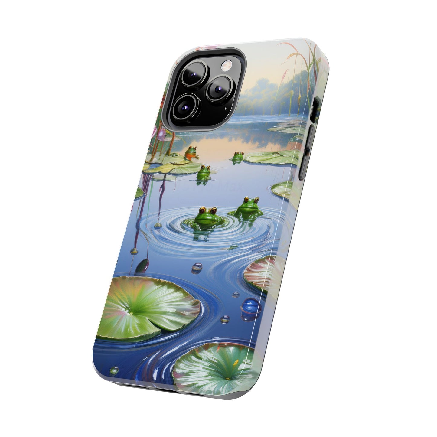 Lily Pads and Frogs Phone Case, Mountain View Raindrops Nature Scene for iPhone or Samsung Galaxy
