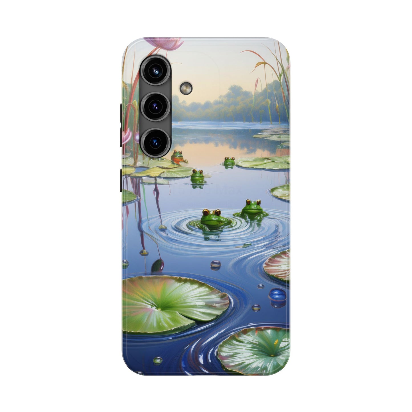 Lily Pads and Frogs Phone Case, Mountain View Raindrops Nature Scene for iPhone or Samsung Galaxy