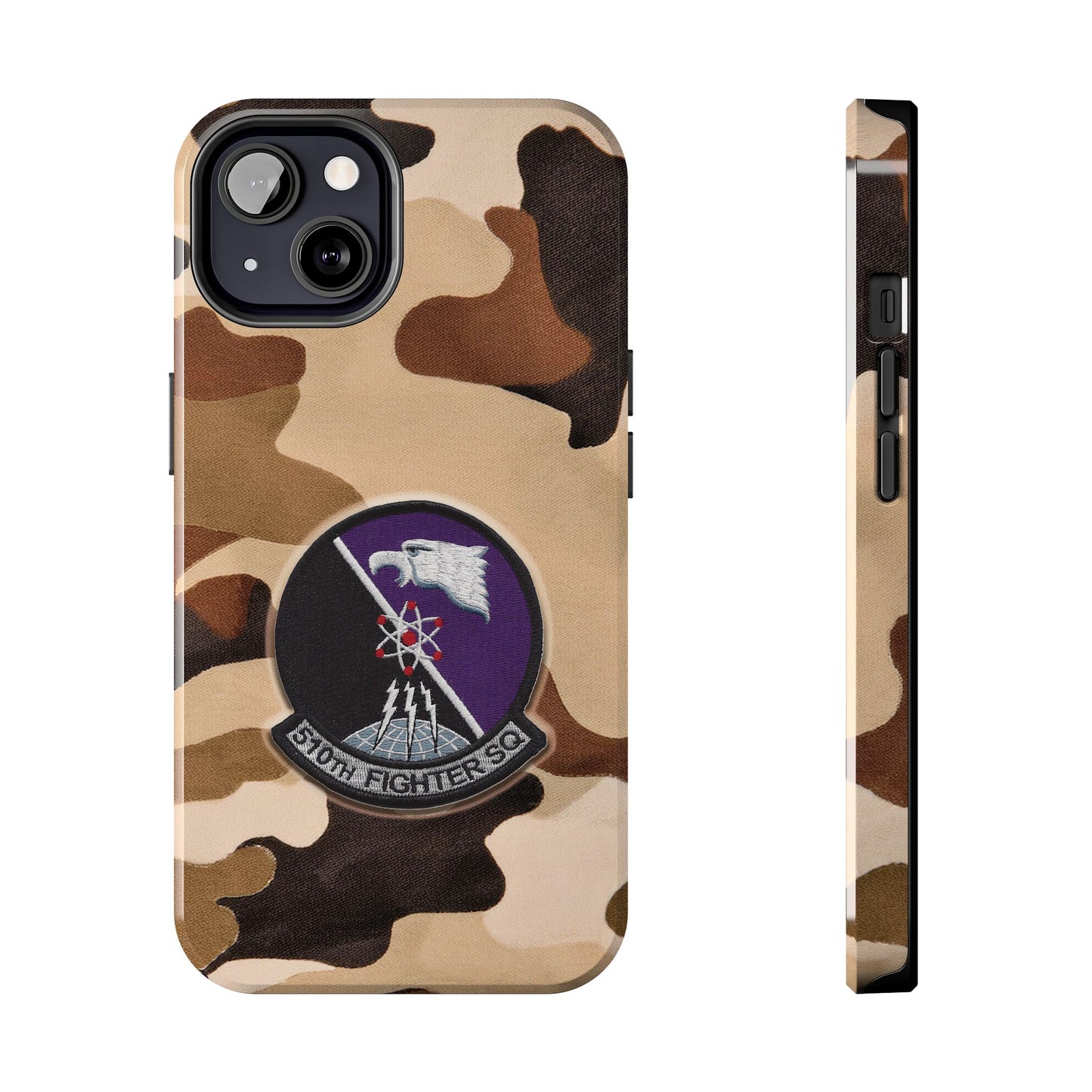 Air Force Squadron 510 iPhone Cell Phone Case, 510th Squadron Patch, Brown Camouflage