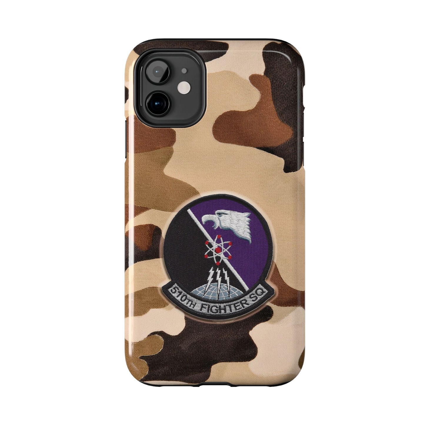 Air Force Squadron 510 iPhone Cell Phone Case, 510th Squadron Patch, Brown Camouflage
