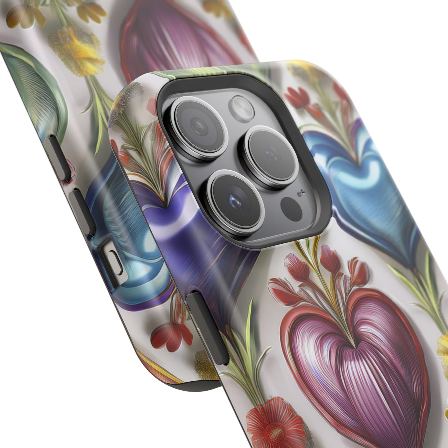 iPhone MagSafe Hearts and Flowers Phone Case, Luxury Mobil Case