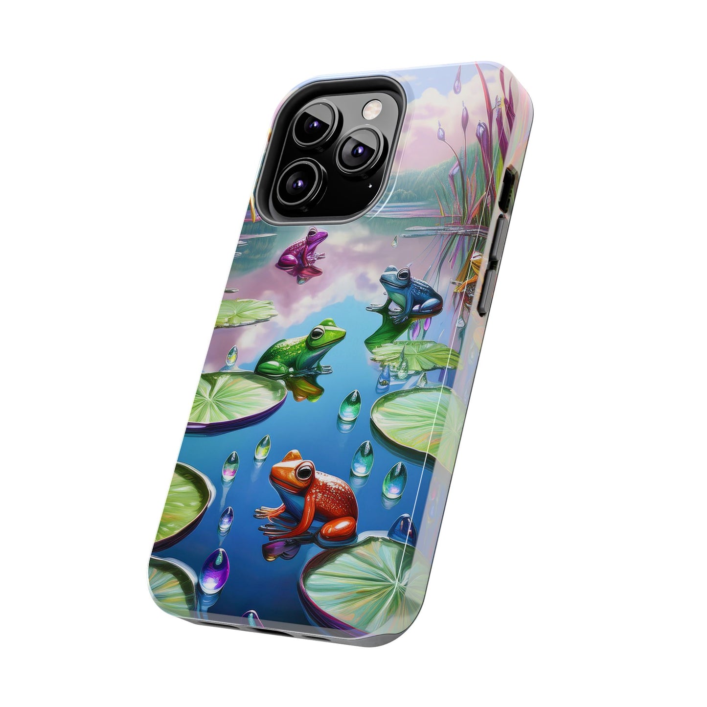 Lily Pads and Frogs Phone Case, Mountain View Raindrops Nature Scene for iPhone or Samsung Galaxy