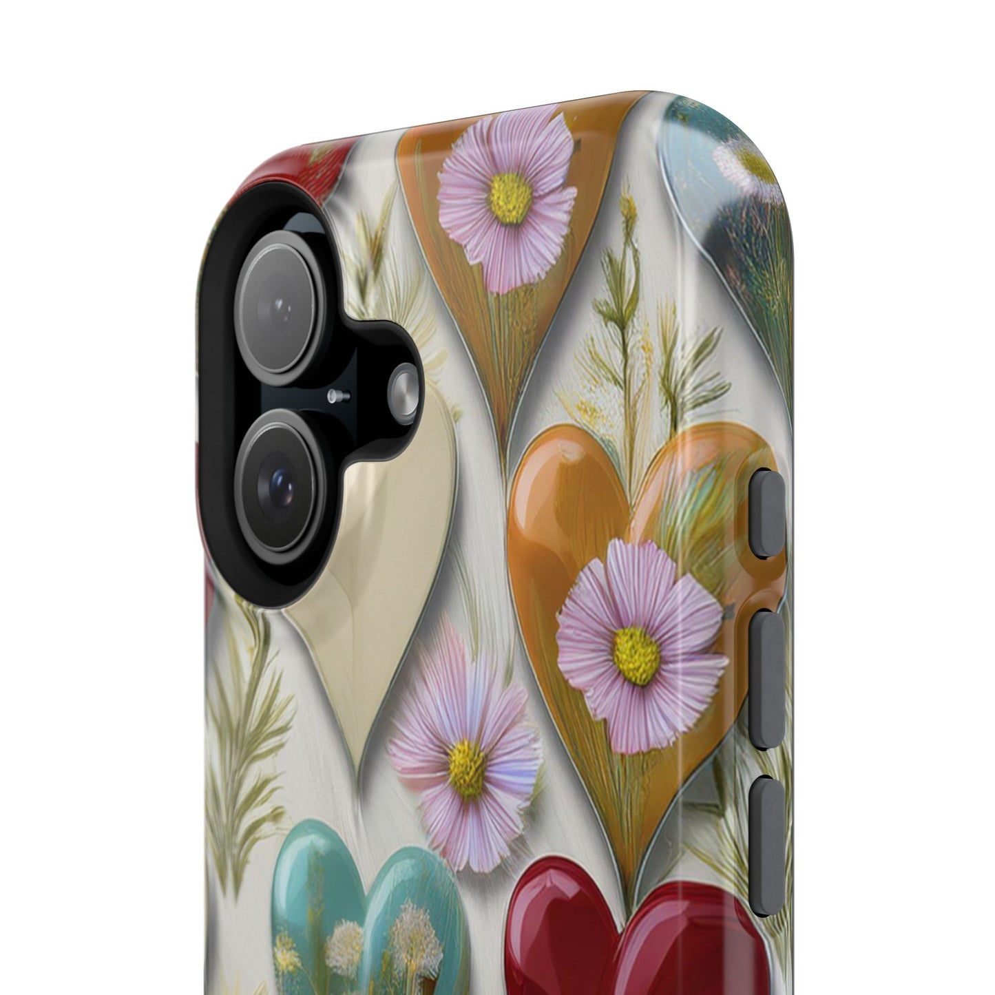 MagSafe Hearts and Flowers Phone Case, Top Trending iPhone Phone Case, Vibrant Phone Case