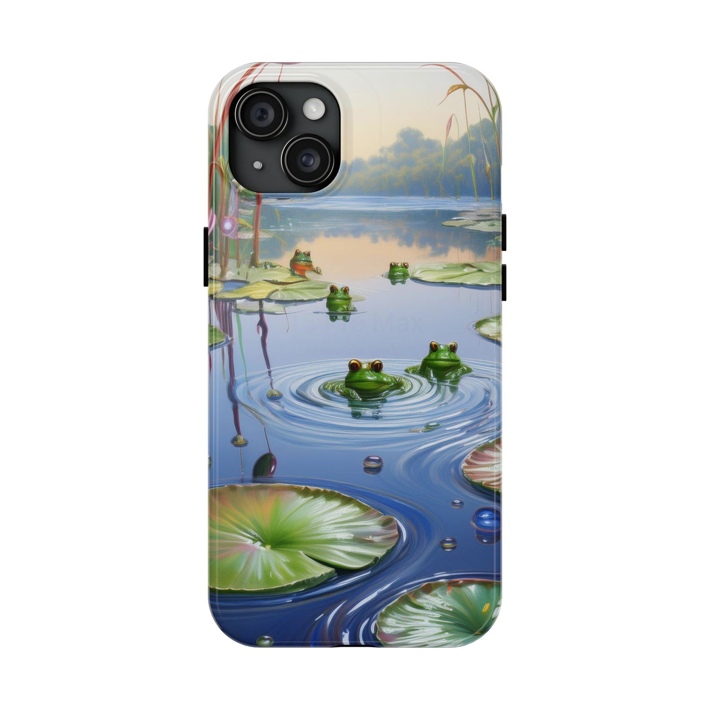 Lily Pads and Frogs Phone Case, Mountain View Raindrops Nature Scene for iPhone or Samsung Galaxy