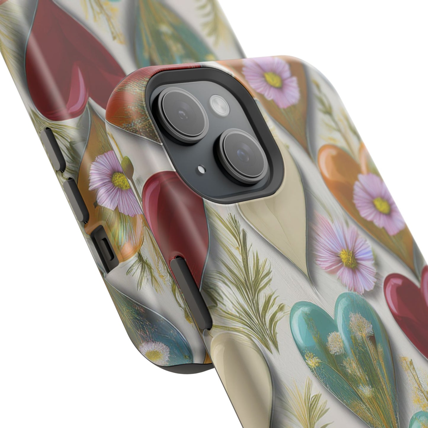 MagSafe Hearts and Flowers Phone Case, Top Trending iPhone Phone Case, Vibrant Phone Case