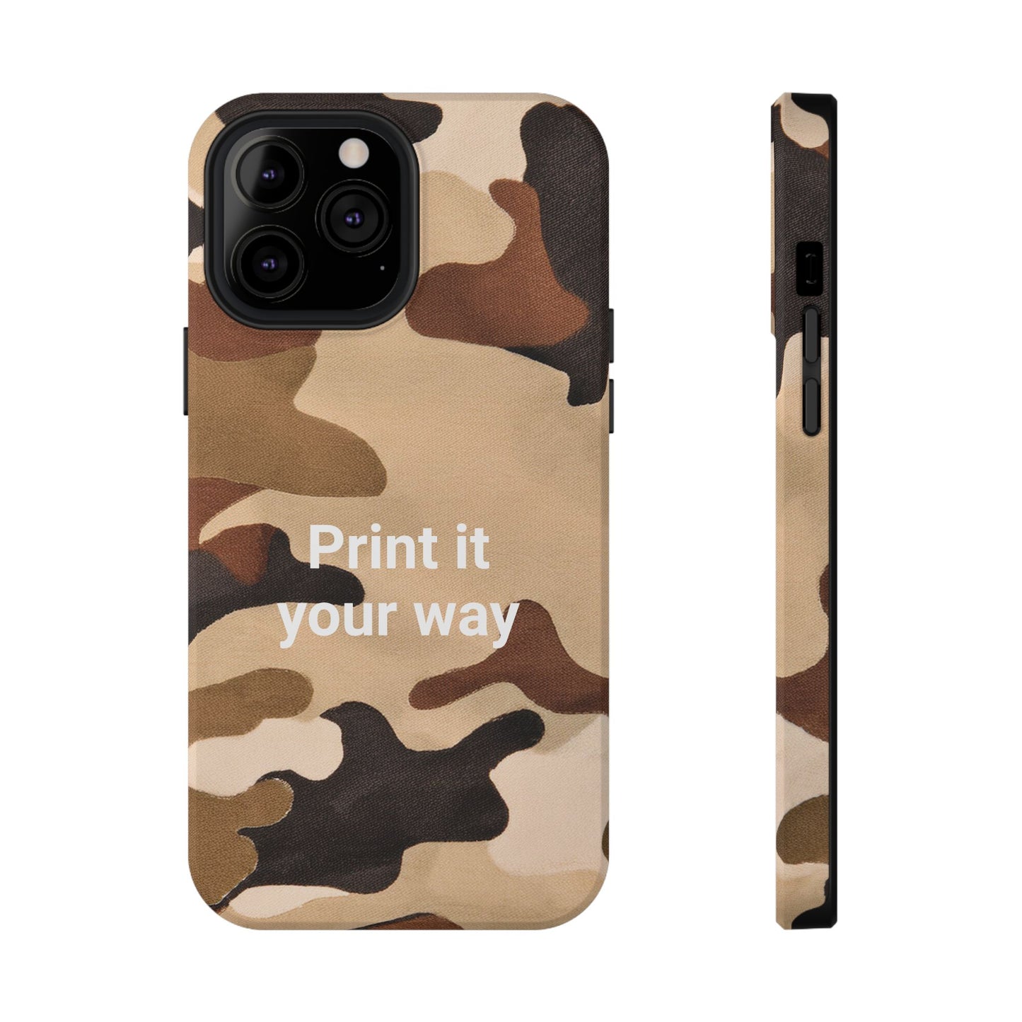 Brown Camouflage Cell Phone Case Design, Impact Resistant, Matt Finish - Customizable iPhone or Samsung Case, Protective Cover, Hard Shell,