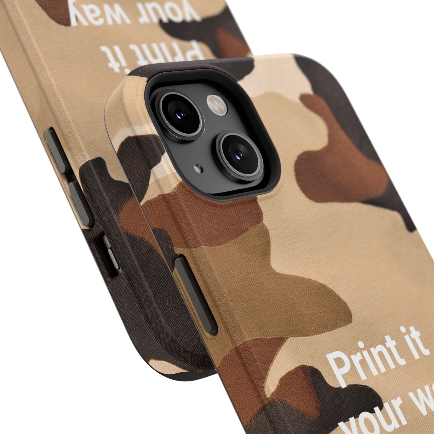 Brown Camouflage Cell Phone Case Design, Impact Resistant, Matt Finish - Customizable iPhone or Samsung Case, Protective Cover, Hard Shell,