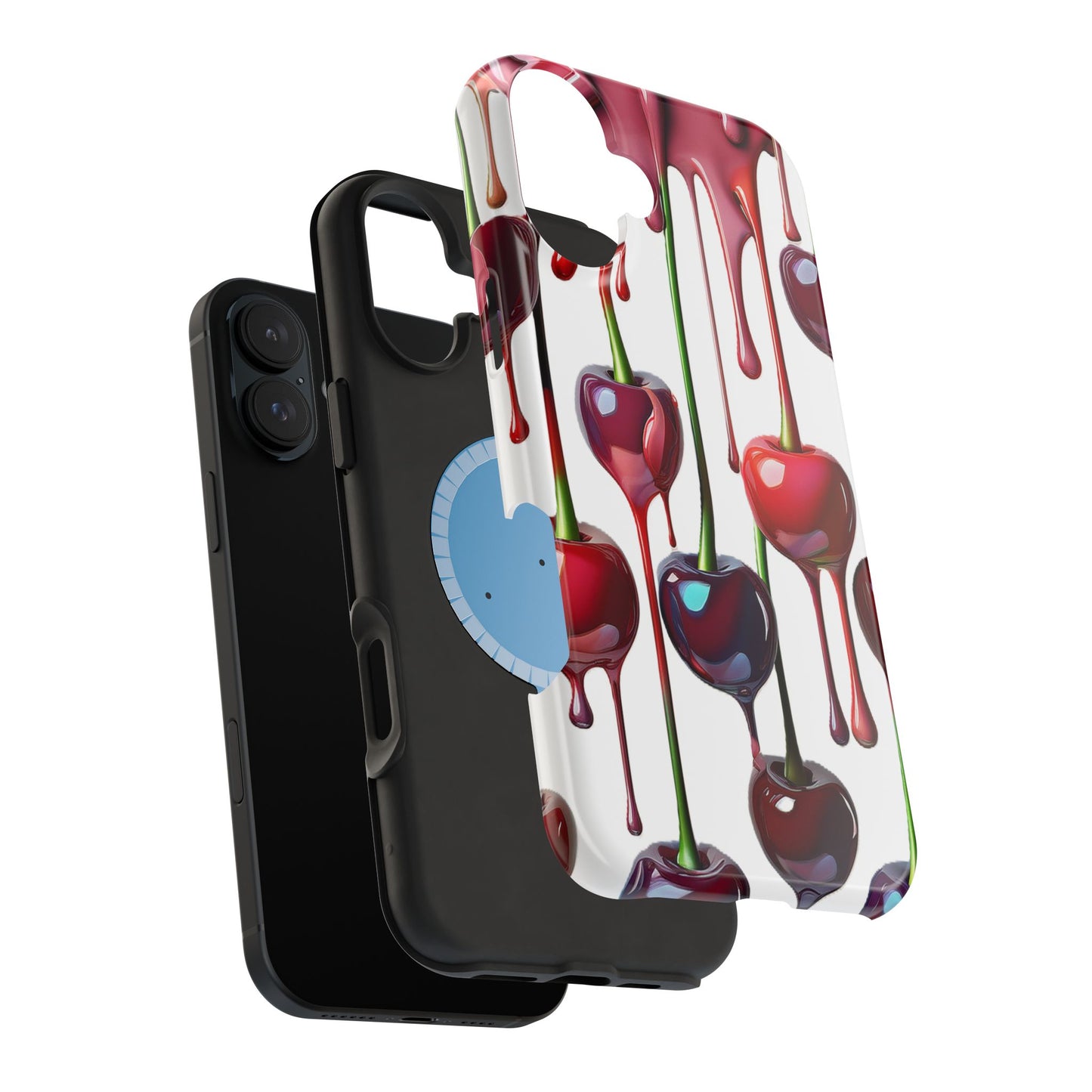 Dripping Cherry Phone Case - Cherry Design, White iPhone Magnetic Phone Case
