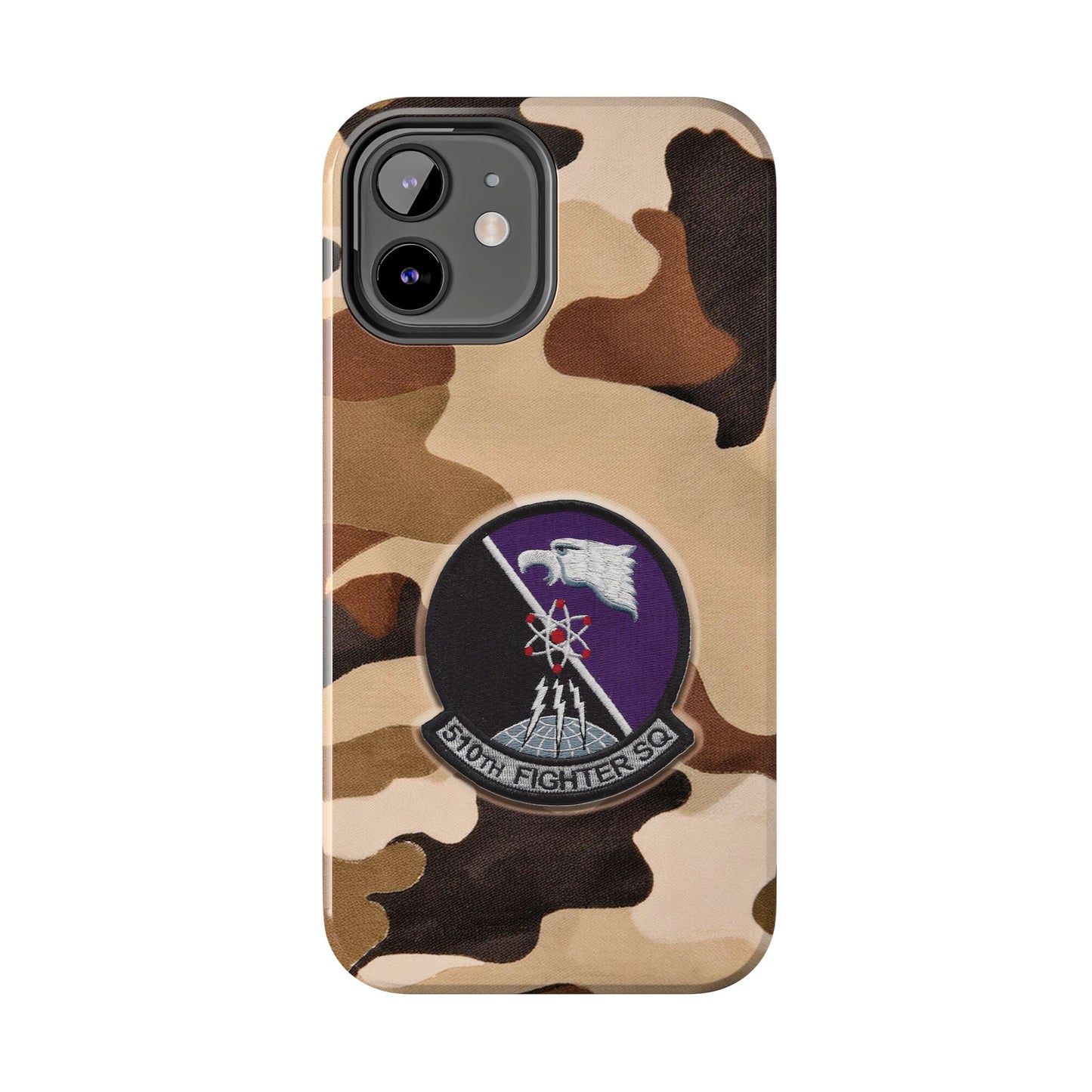 Air Force Squadron 510 iPhone Cell Phone Case, 510th Squadron Patch, Brown Camouflage