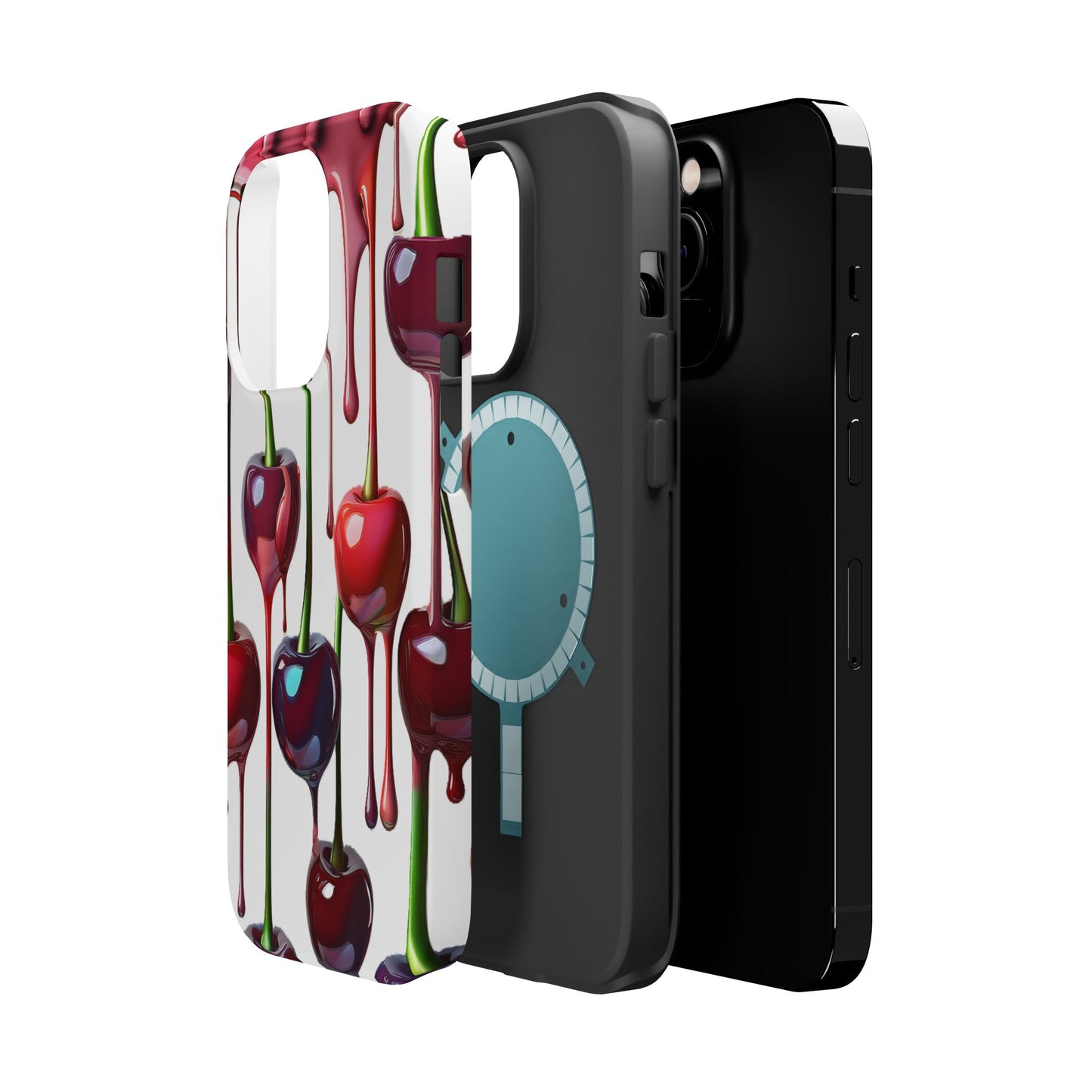 Dripping Cherry Phone Case - Cherry Design, White iPhone Magnetic Phone Case