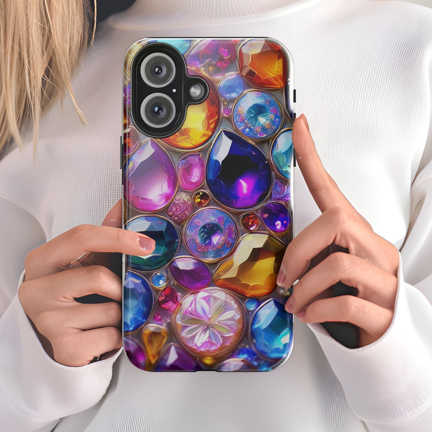 IPhone, Samsung 3D Gems Phone Case, Luxury Jeweled Print Design