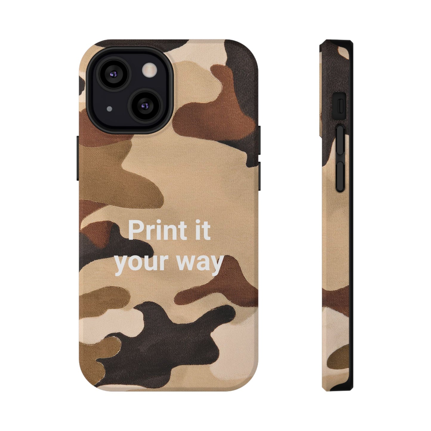 Brown Camouflage Cell Phone Case Design, Impact Resistant, Matt Finish - Customizable iPhone or Samsung Case, Protective Cover, Hard Shell,