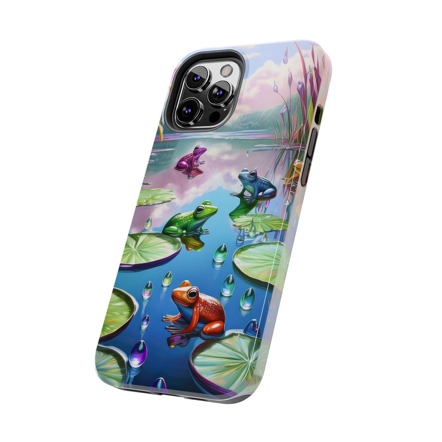 Lily Pads and Frogs Phone Case, Mountain View Raindrops Nature Scene for iPhone or Samsung Galaxy