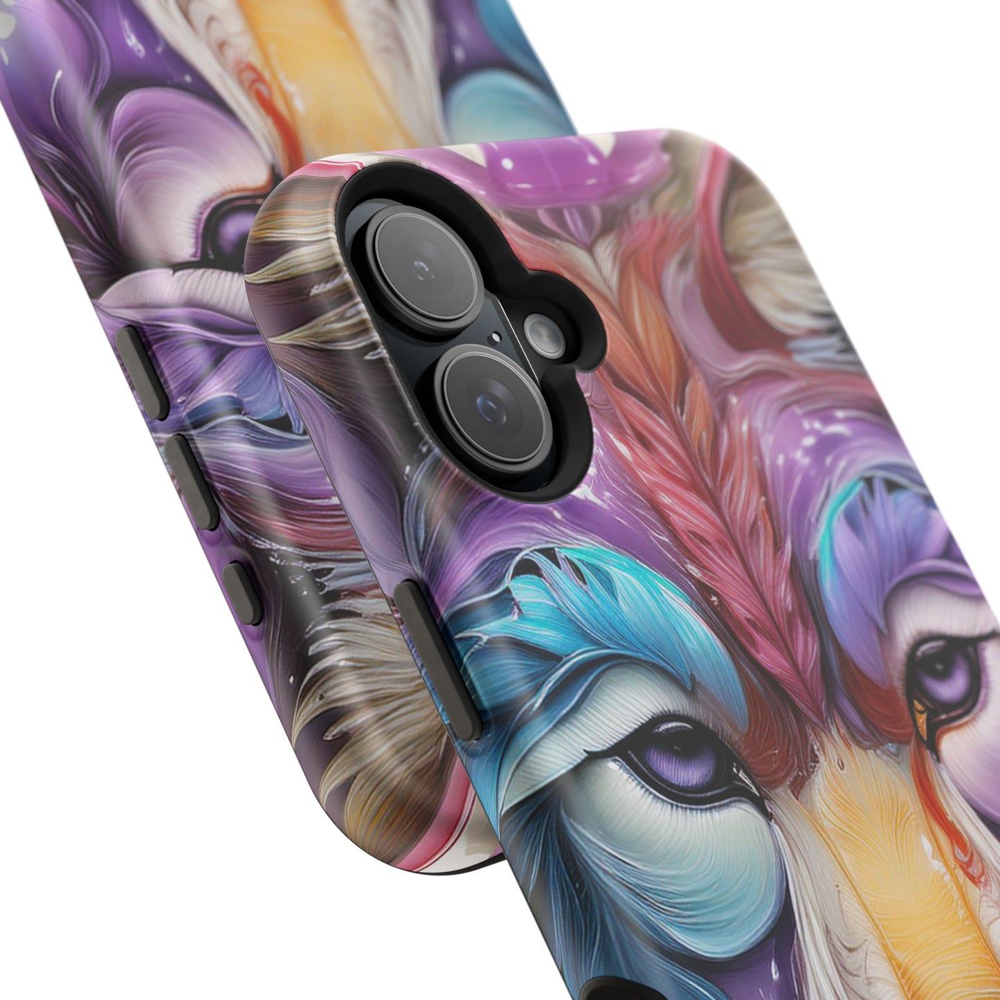 Mag Safe Vibrant Wolf Art - Colorful Wolf Design, Magnetic Phone Case, Trending iPhone Case