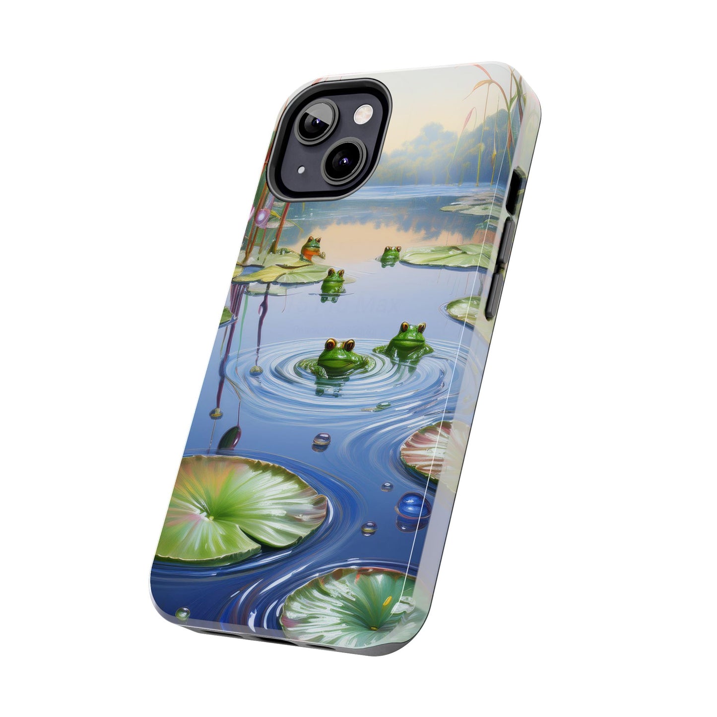 Lily Pads and Frogs Phone Case, Mountain View Raindrops Nature Scene for iPhone or Samsung Galaxy