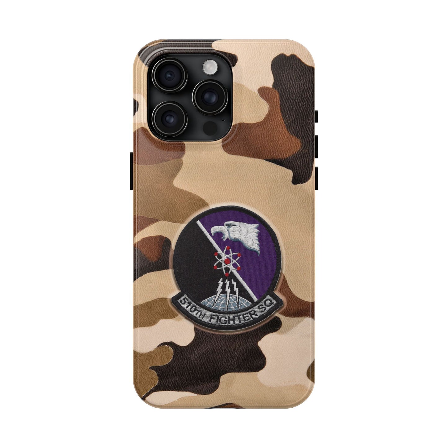 Air Force Squadron 510 iPhone Cell Phone Case, 510th Squadron Patch, Brown Camouflage