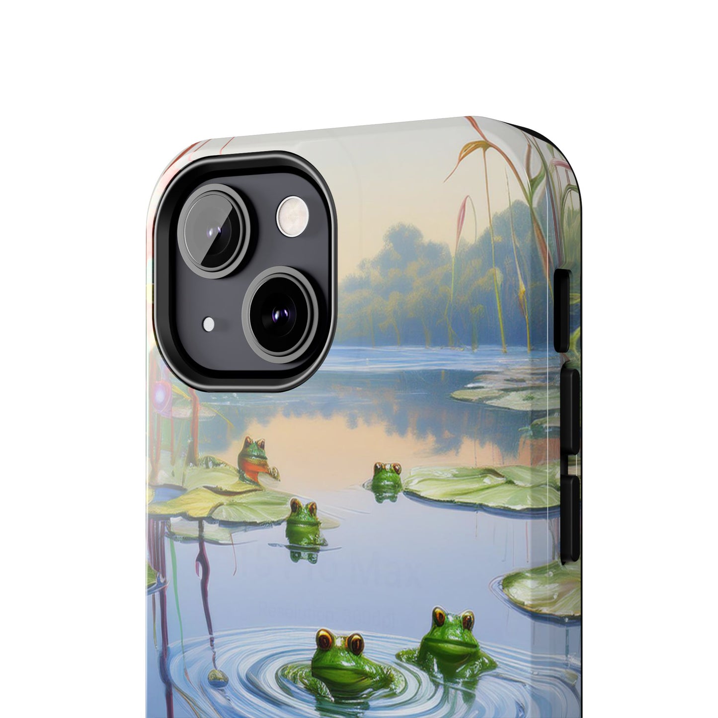 Lily Pads and Frogs Phone Case, Mountain View Raindrops Nature Scene for iPhone or Samsung Galaxy