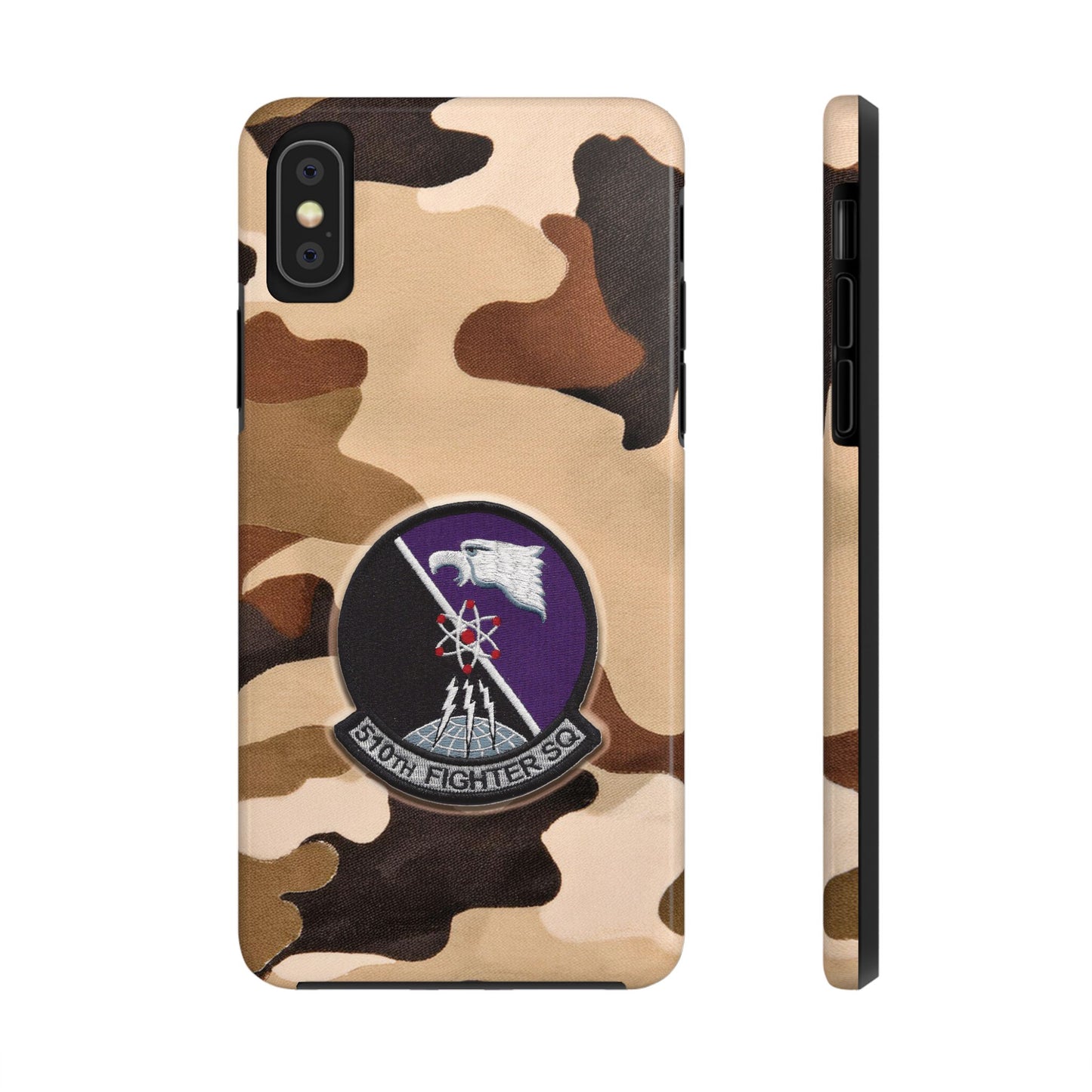 Air Force Squadron 510 iPhone Cell Phone Case, 510th Squadron Patch, Brown Camouflage