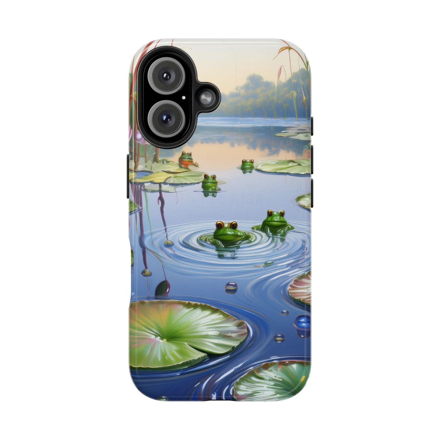Lily Pads and Frogs Phone Case, Mountain View Raindrops Nature Scene for iPhone or Samsung Galaxy