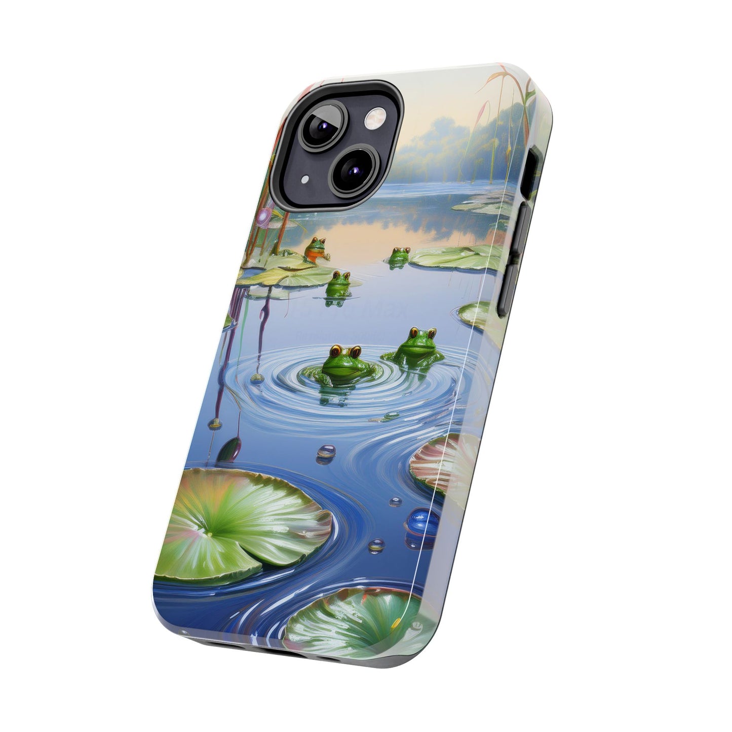 Lily Pads and Frogs Phone Case, Mountain View Raindrops Nature Scene for iPhone or Samsung Galaxy
