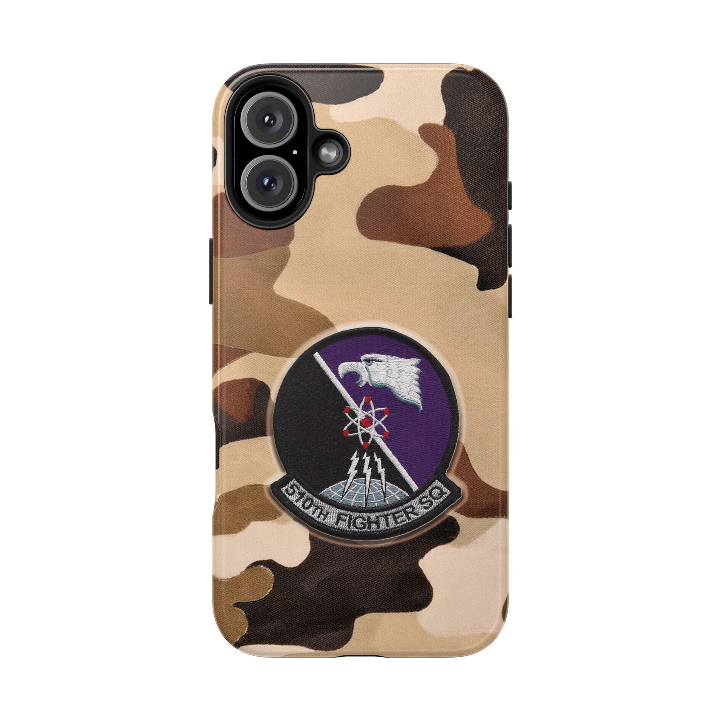 Air Force Squadron 510 iPhone Cell Phone Case, 510th Squadron Patch, Brown Camouflage