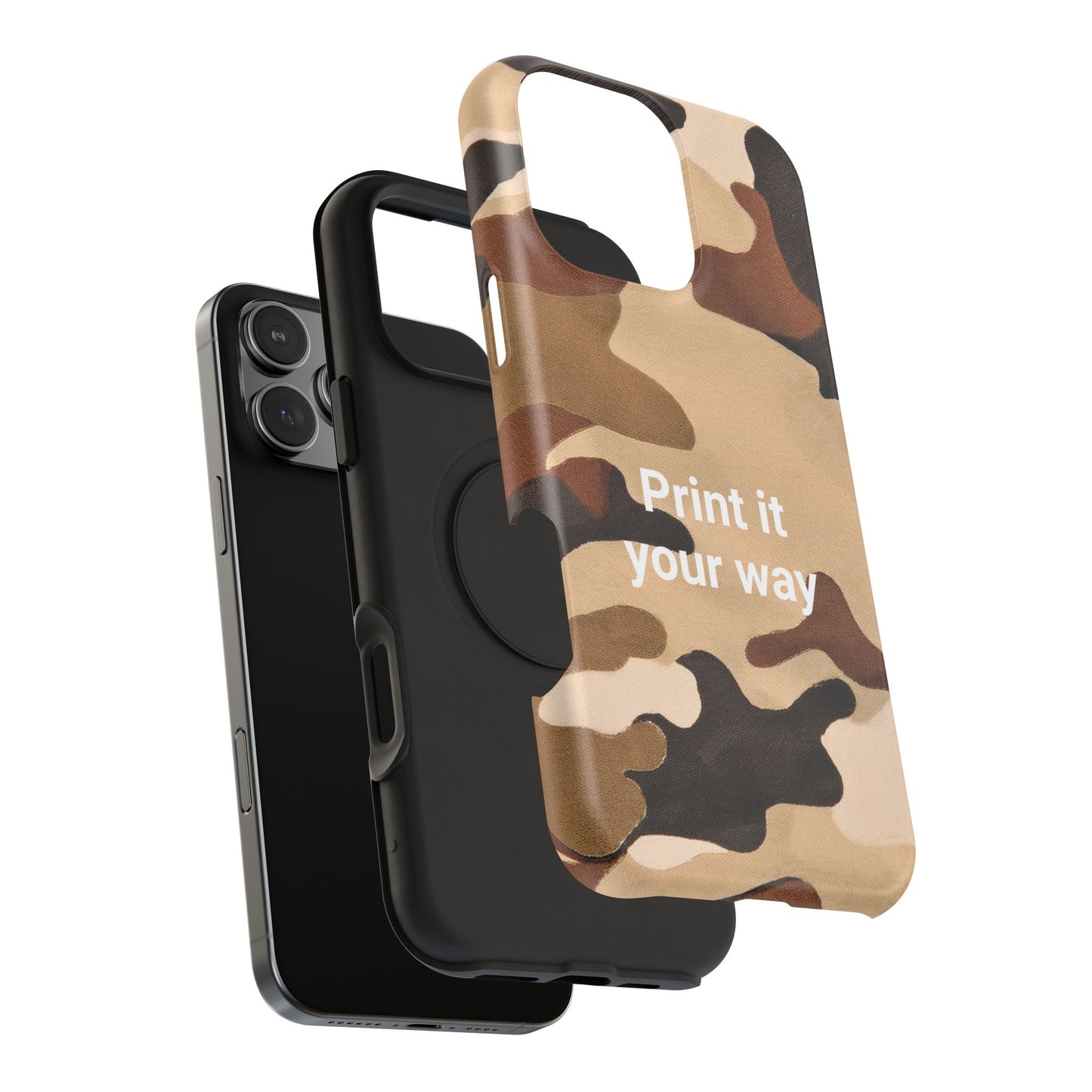 Brown Camouflage Cell Phone Case Design, Impact Resistant, Matt Finish - Customizable iPhone or Samsung Case, Protective Cover, Hard Shell,