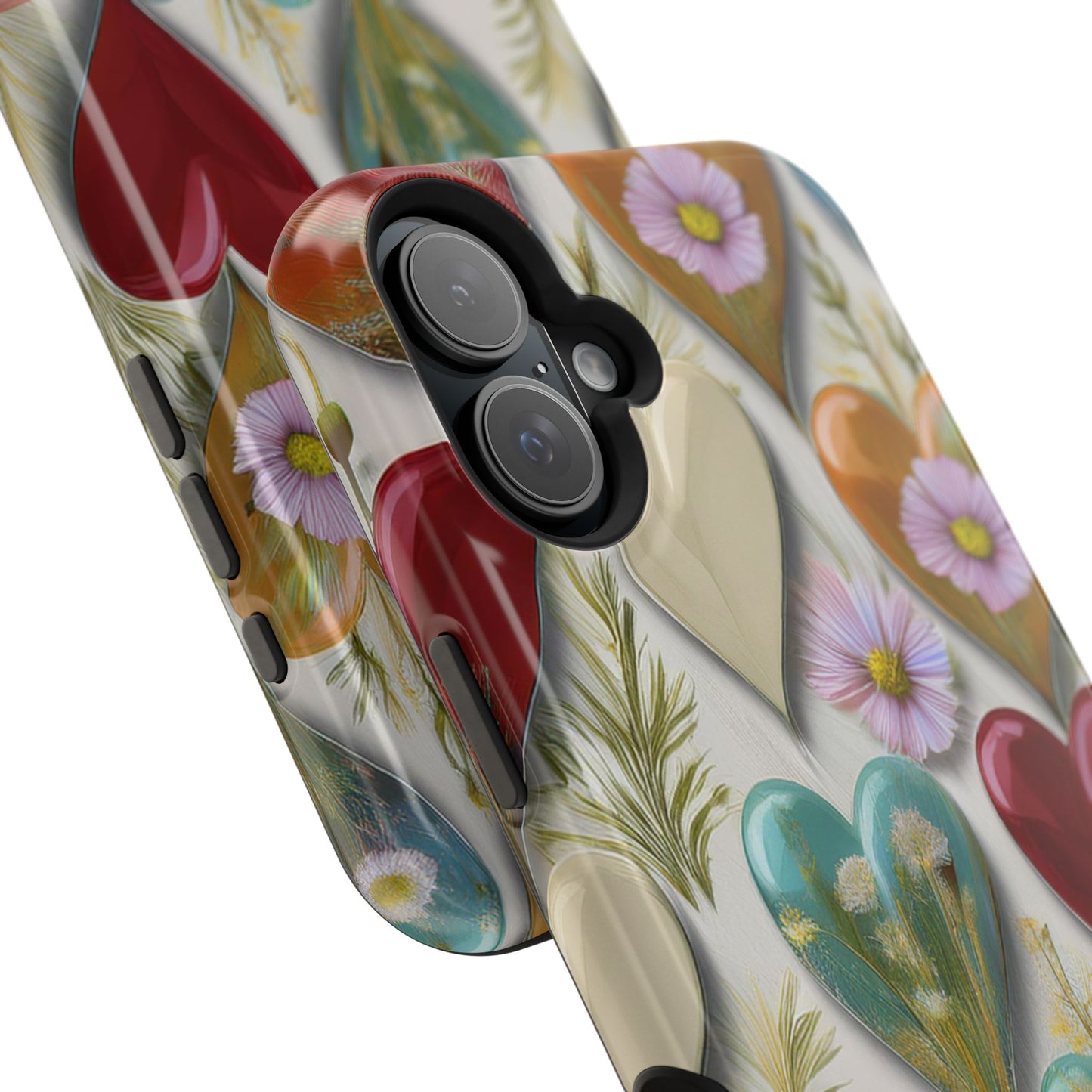 MagSafe Hearts and Flowers Phone Case, Top Trending iPhone Phone Case, Vibrant Phone Case