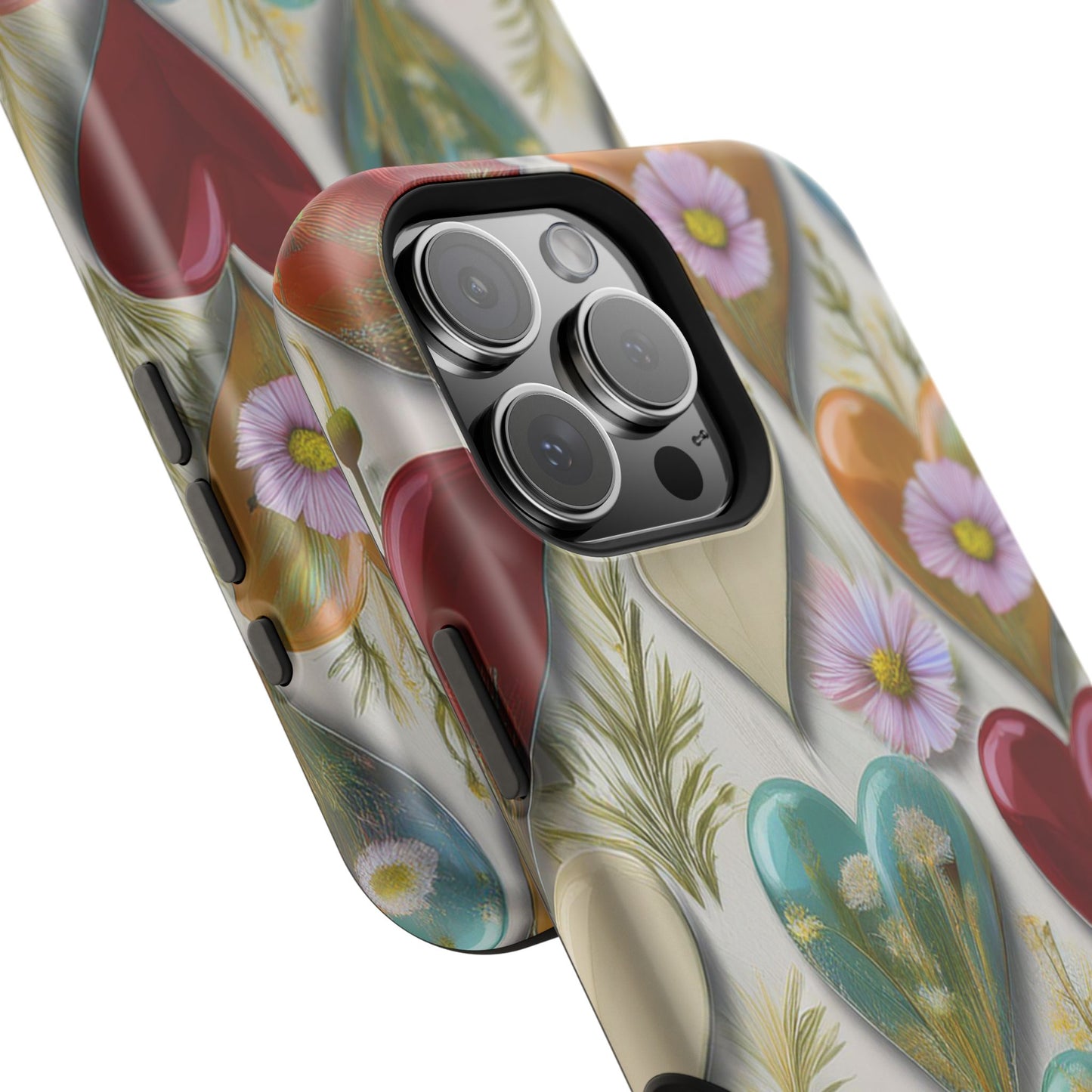 MagSafe Hearts and Flowers Phone Case, Top Trending iPhone Phone Case, Vibrant Phone Case