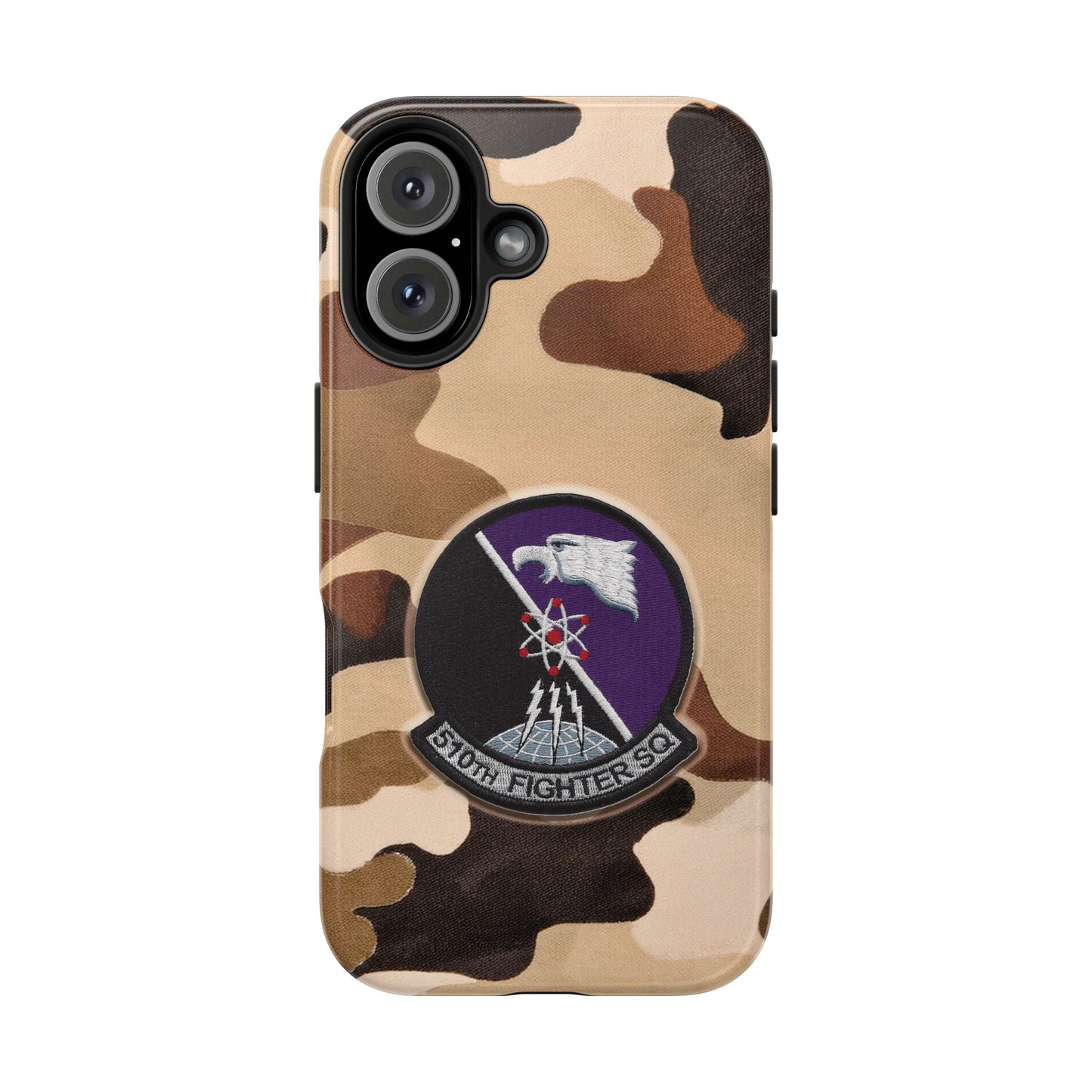 Air Force Squadron 510 iPhone Cell Phone Case, 510th Squadron Patch, Brown Camouflage