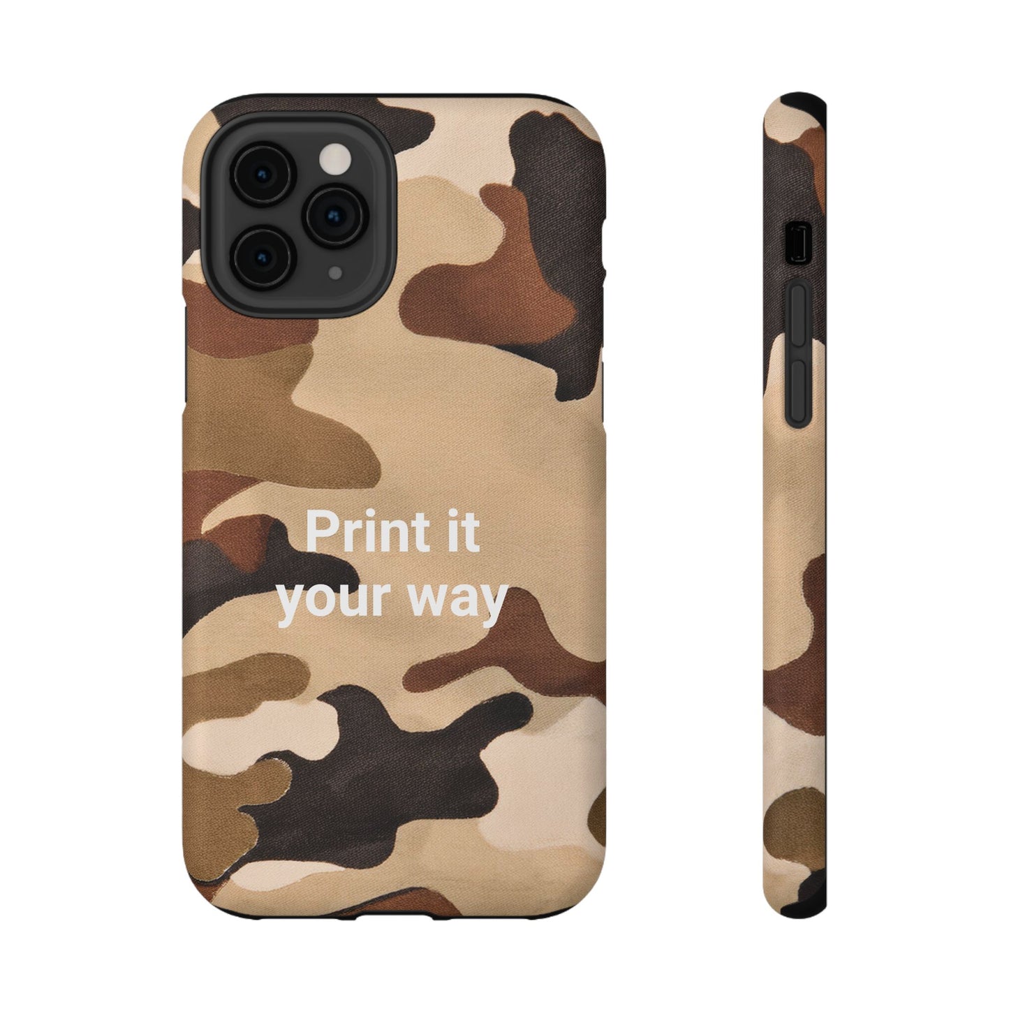 Brown Camouflage Cell Phone Case Design, Impact Resistant, Matt Finish - Customizable iPhone or Samsung Case, Protective Cover, Hard Shell,
