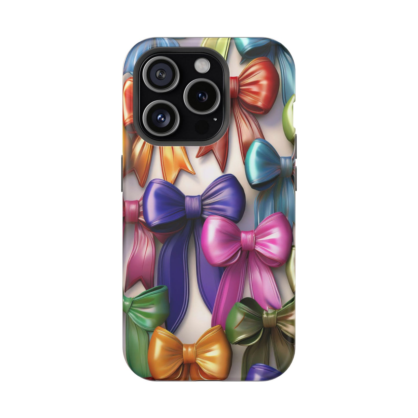 MagSafe Vibrant Bows Phone Case, Top Trending iPhone Phone Case, Multicolor Vibrant Bow Phone Case