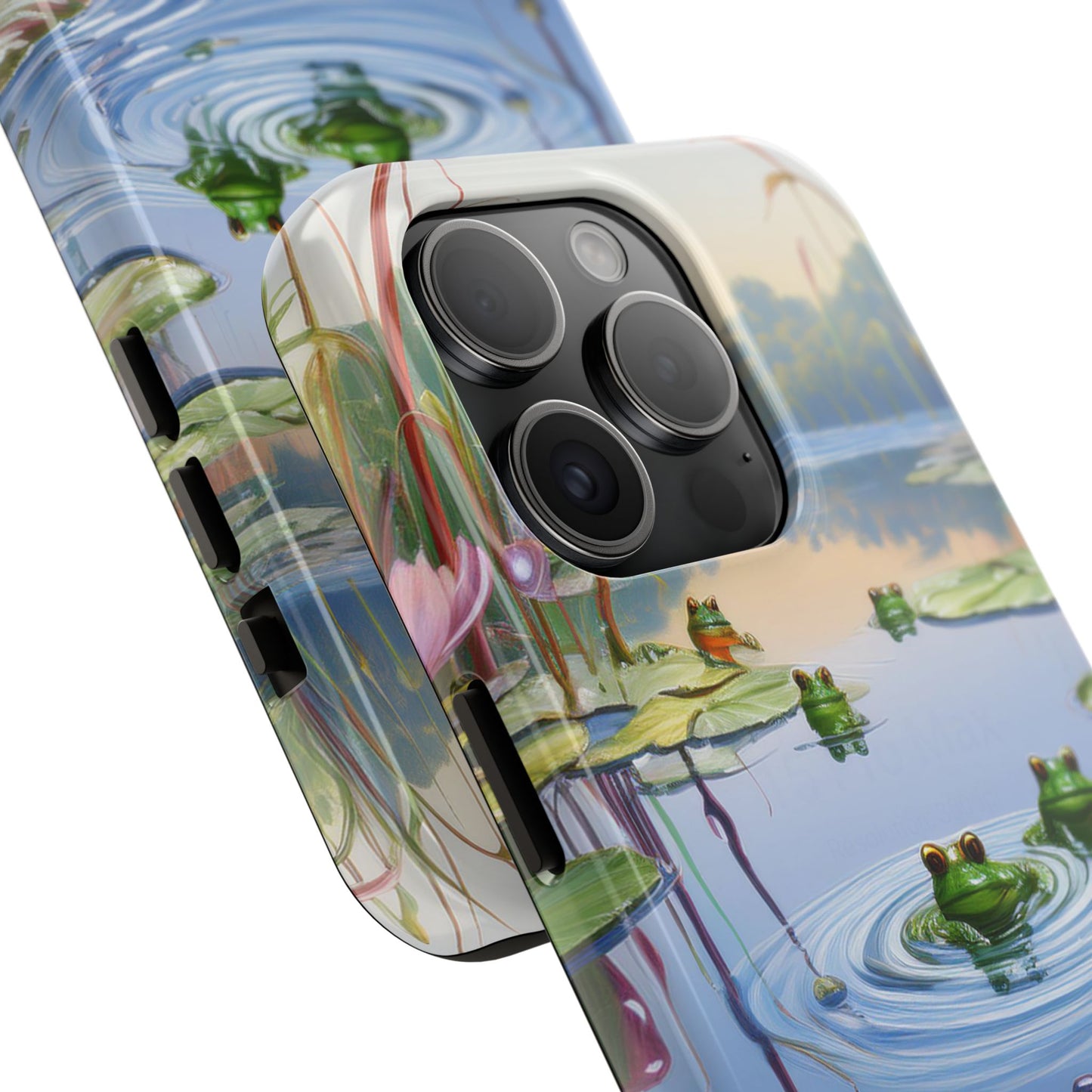 Lily Pads and Frogs Phone Case, Mountain View Raindrops Nature Scene for iPhone or Samsung Galaxy