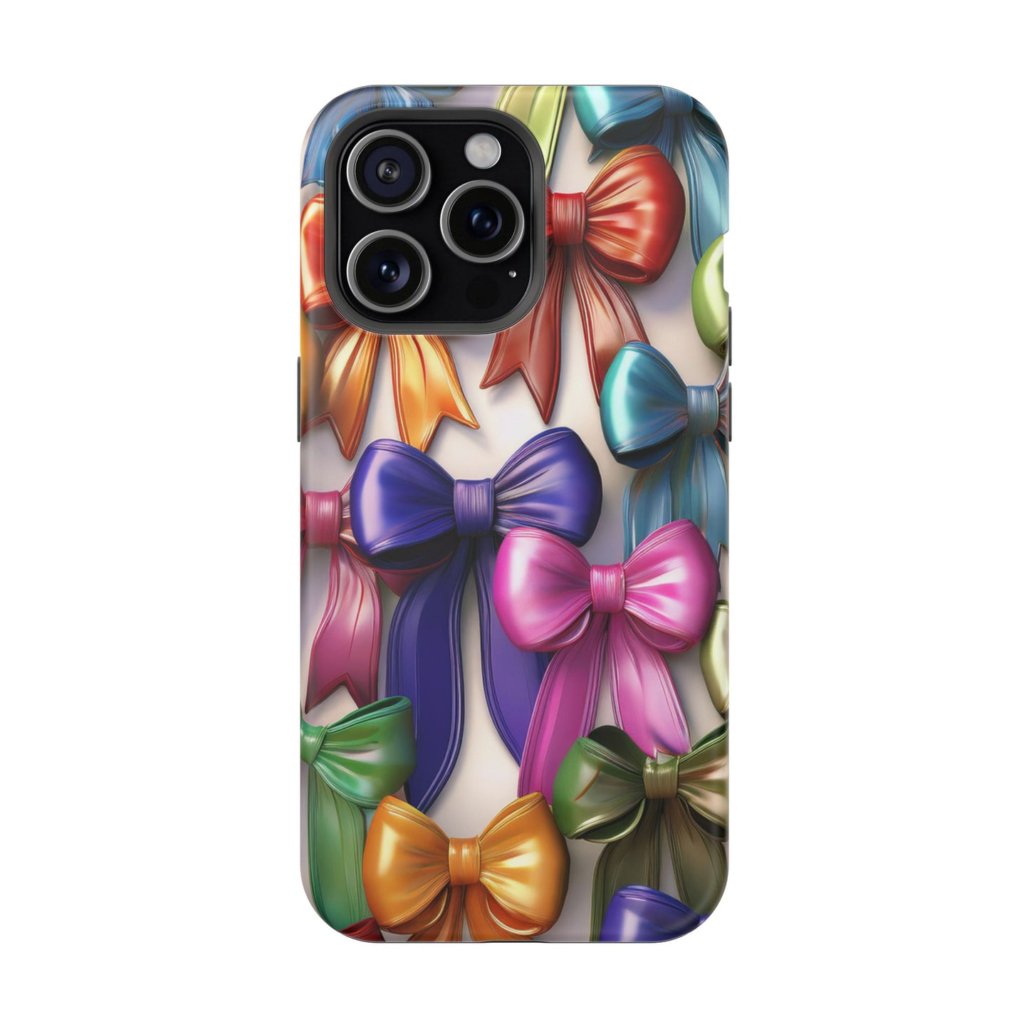 MagSafe Vibrant Bows Phone Case, Top Trending iPhone Phone Case, Multicolor Vibrant Bow Phone Case